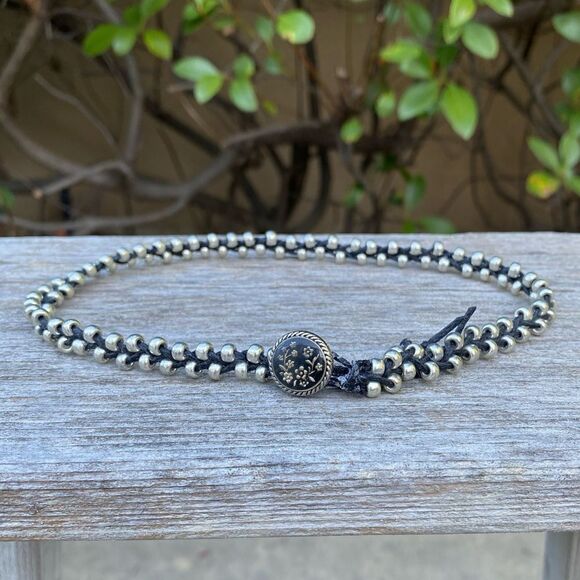New Hand Made Western Black & Silver Circle Boot Charm or Double Wrap Bracelet - Picture 10 of 10